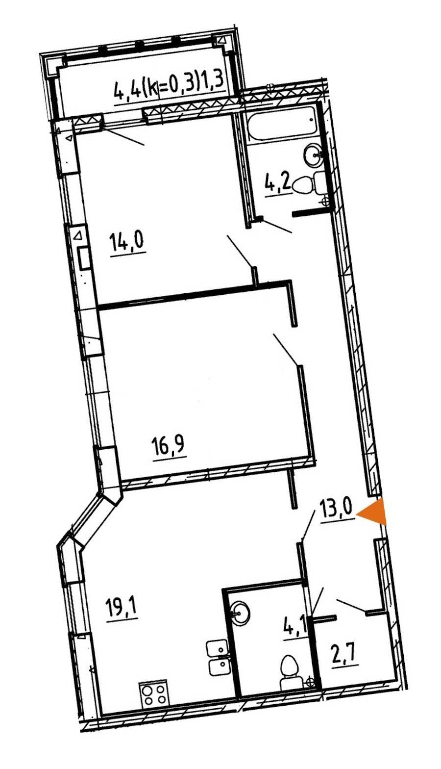 Двухкомнатная квартира в : площадь 75.3 м2 , этаж: 3 – купить в Санкт-Петербурге